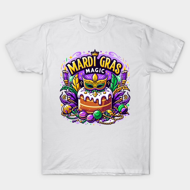 Mardi Gras Magic King Cake Design T-Shirt by WEARWORLD